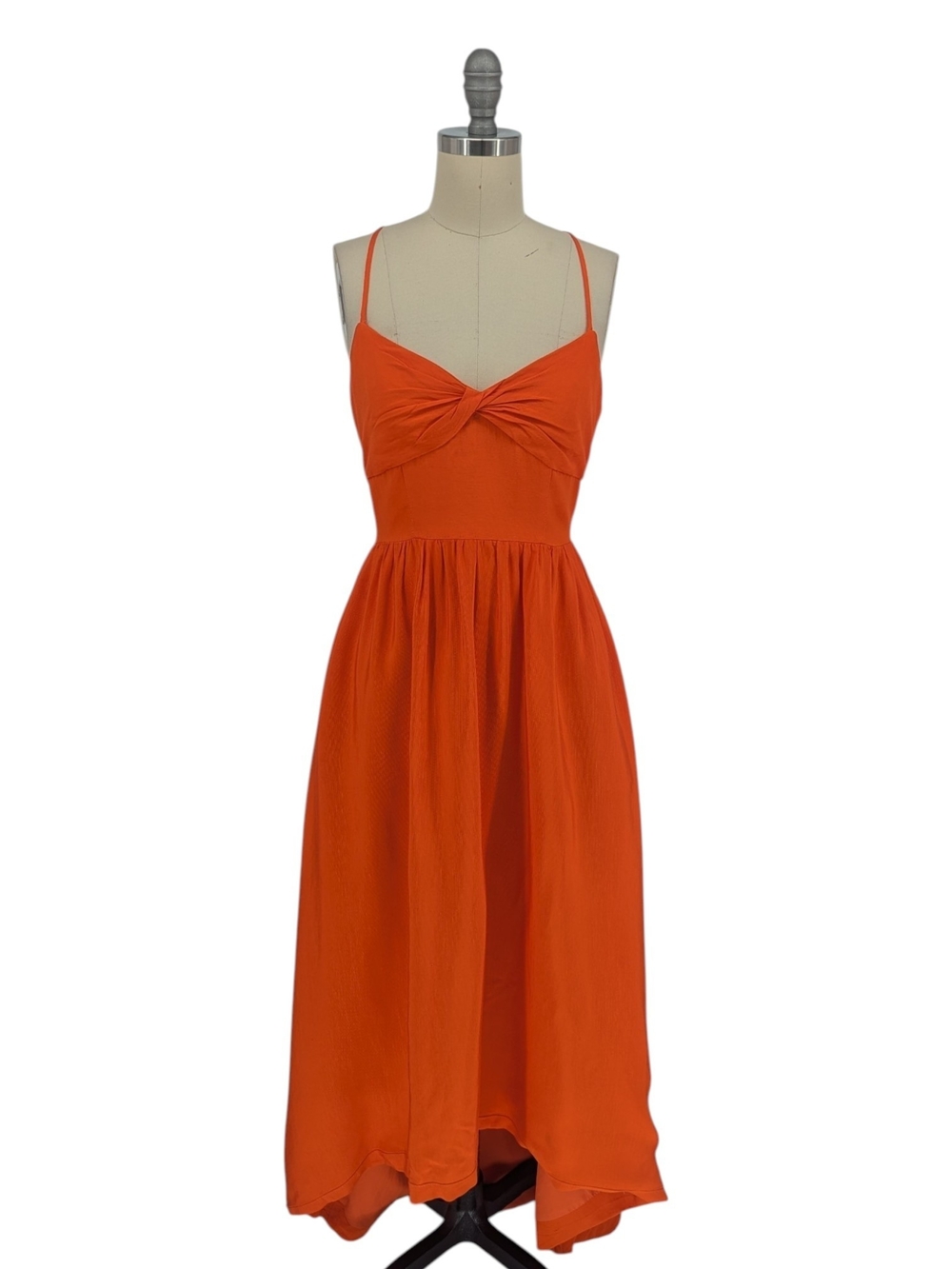 01149 Monique Lhullier Twist High Low Dress Orange size 2 preppy wedding summer